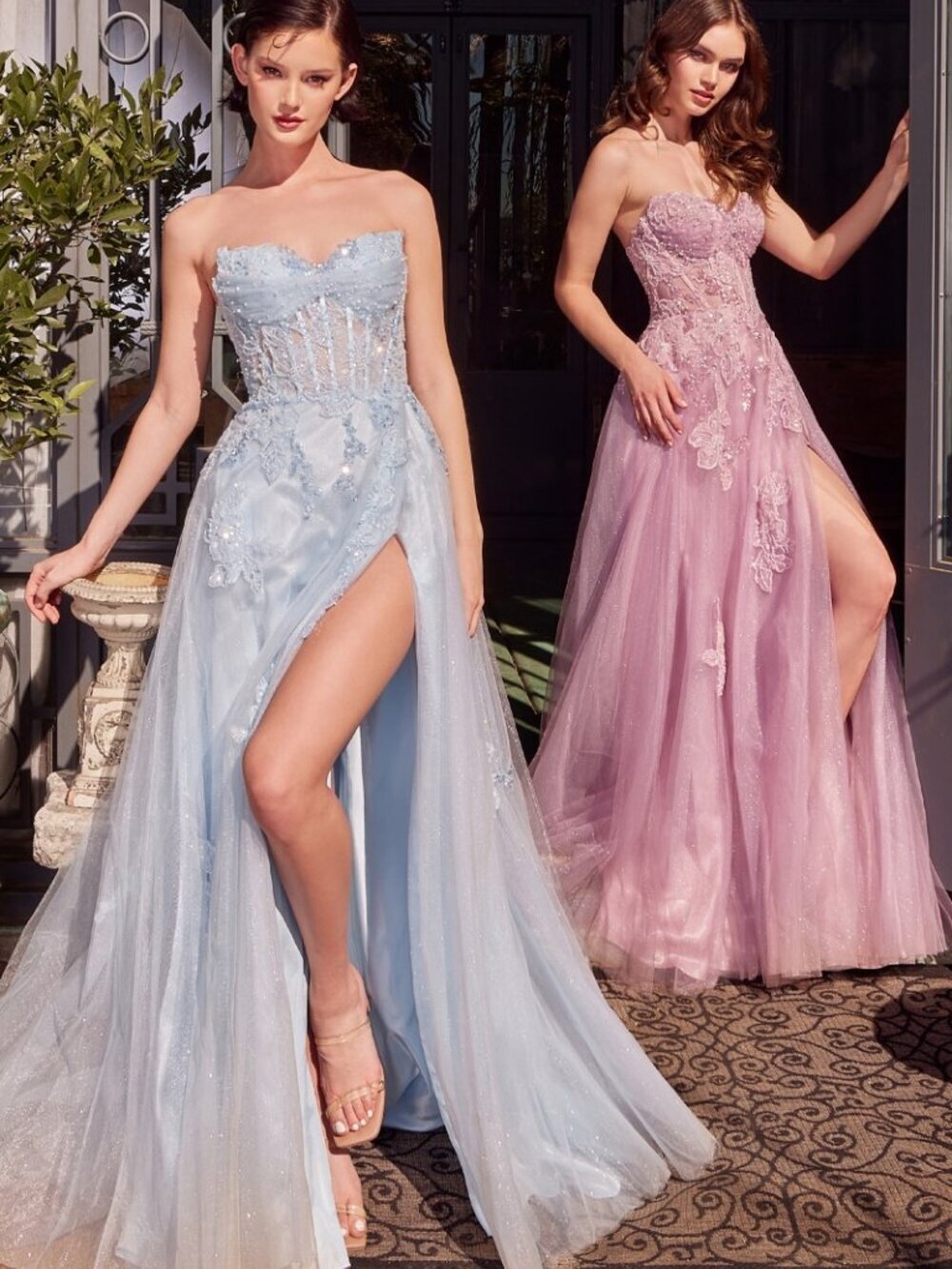 NEW FORMAL SLEEVELESS STRAPLESS A-LINE TULLE GOWN W/ STRUCTURAL BODICE CD A1378